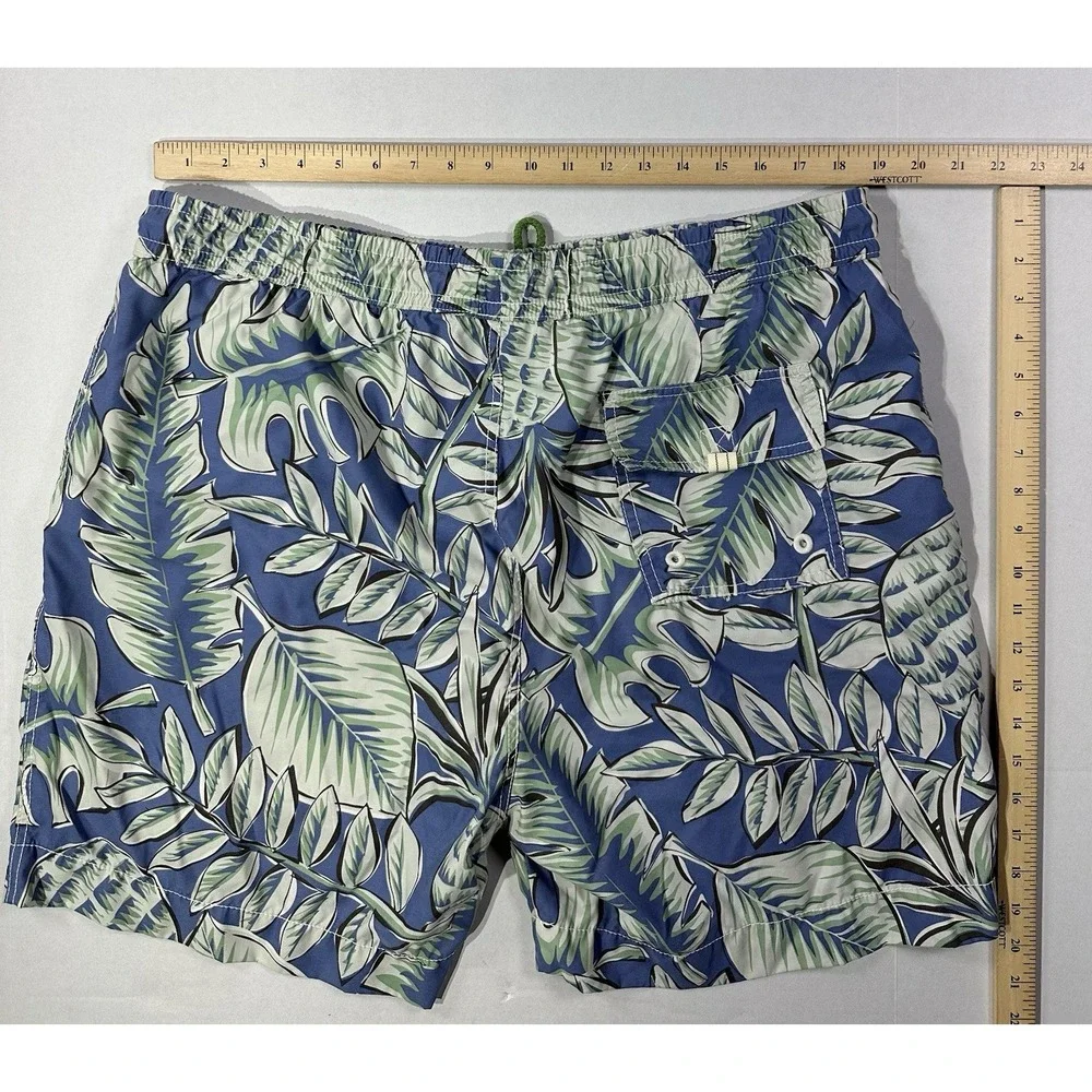 Tommy Bahama Men's XL‎ Swim Trunks Blue Tropical Leaf Print Board Shorts